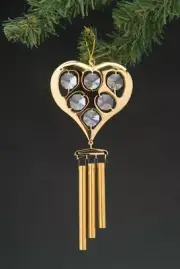 Heart FIGURINE -ORNAMENT WIND CHIME 24KT GOLD PLATED WITH AUSTRIAN CRYSTAL