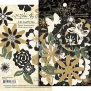 GRAPHIC 45 ~ PS I LOVE YOU ~ Flower Assortment ~ 63 Pieces