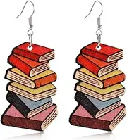 [YDVELY] Bohemian Simplicity Wooden Book Color Palette Lightweight Dangle Drop Earrings Handmade Teacher’s Day Printing Hook Earrings For Women Girls Jewelry Gifts