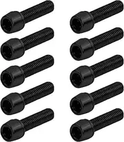 Pack of 10 Bicycle Stem Screws, M5 x 20 mm Bicycle Stem Screws with Washers, Bicycle Cone Screws, Bicycle Stem Bolts, Cone Head Screw for Mountain Bike (Black)