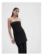 [Unison] Strapless Button Through Mini Dress in Black