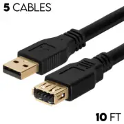 Premium Quality Blue 10FT USB 3.0 A M to F Extension Cable Gold plated Lot 5 NEW