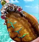 TOP Quality Australian Boulder Koroit Opal Pendant with Tourmalines Silver 925