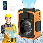 Blue Collar Breeze, 5 in 1 Portable Waist Fan, 3 Speeds & 4000mAh Portable Cooling Fan with Clips, Mini Ceiling Fan, Belt Fan, Wearable Fan for Outdoor Use (Orange)
