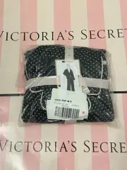 New VICTORIA'S SECRET Soft Modal Long Pajama Set Pants & Top Black Pin Dot M