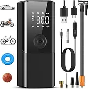 Tyre Inflator Air Compressor, Portable Car Tyre Pump, 6000mAh Tyre Inflator Cordless,Rechargeable Air Compressor 150PSI Bike Pump Digital Values Display with LED Light for Car/Motorcycle/Bike Balls