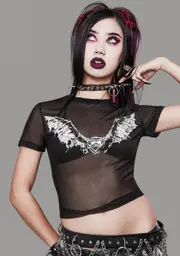 [Widow] Straight From Hell Mesh Crop Tee