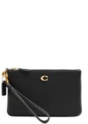 Coach Grained Leather Pouch, Pouch, Leather, Black One Size