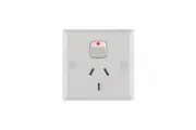 White Double Pole Single PowerPoint GPO 80mm Square Caravan Motorhome RV 10A 240V