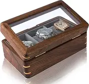 IRIVER BLANK High-Grade Solid Black Walnut Wood Watch Box - Storage Case for Wristwatches, Vintage Gift, Elegant and Durable Organizer, Display Holder for Men (black walnut,Three watches)