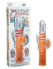 Triple Orgasm Vibrator Orange Rabbit G-Spot Beaded Nubbed Multi Speed Vibe