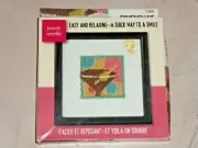 Dimensions punch needle kit Martini 6" x 6" New damaged box thread fabric beads