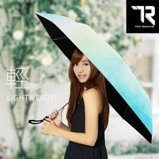 【TDN】自然光超輕易開收三折傘黑膠抗UV晴雨傘B7617C_雪花綠