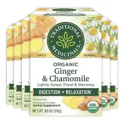 Organic Herbal Tea Pack of 6 Ginger Chamomile for Digestive Relief 96 Bags