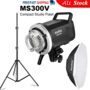 Godox MS300V Compact Studio Flash with LED Lamp + 95cm Bowens Softbox + Stand