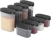 Clear Plastic Empty Spice Container Spice Jars with Lid – Kitchen Bottle Dispenser Store Spice,Herb,Rub,Sugar,Salt,Pepper 2 Way Lids Sift/Pour Shaker–Refillable Airtight Jar Red Cap 8 pk.4 Mini 4 Big