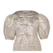 [GANNI] Metallic Cloque Peplum Blouse