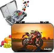 [Boks184] Children's Lunch Box with 4 + 2 Compartments - Bento Box Children - Very Robust - BPA Free Lunch Box Children - Lunch Box Children for School, Nursery & Excursions - Snack Box (Motorcycle