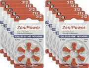 Zenipower Hearing Aid Batteries, Size 312 (60 Batteries)
