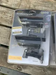 Q-SEE Realistic Decoy Outside Security Surveillance Camera w/ Warn Sign 2Pack M