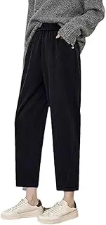 [Generic] Women Fleece Casual Pants Winter Mid Waist Slim Fit Thicking Warm Ankle Length Harem Pants