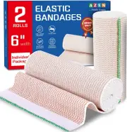 Premium 2 Pack Elastic Bandage Wrap 6 Inch Compression Wrap Bandage for Legs