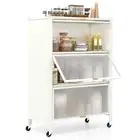 4-Tier Metal Kitchen Bakers Rack Microwave Stand Storage Shelf w/ Flip Doors
