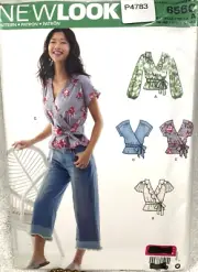 New Look Sewing Pattern 6560 Tops, Belts Wrap Style w/ Sleeve Variations Sz,8-20