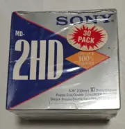 30 Pack Sony 10MD-2HDa 5.25" Floppy Disks, 3 Packs of 10- sealed