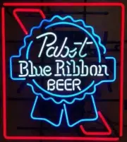 New Pabst Blue Ribbon Neon Light Sign 20"x16" Beer Lamp Bar Real Glass Display