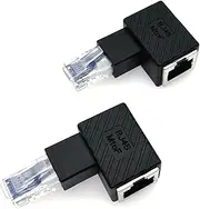 2-Pack 90 Degree Ethernet RJ45 Male to Female Right Angle Adapter - Compatible with Cat6/Cat5e Ethernet Adapter
