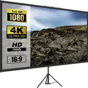 Tripod Projector Screen with Stand 80 inch 16:9 4K HD Projection Screen Stand Wrinkle-Free Height Adjustable Portable Screen for Projector Indoor & Outdoor for Movie, Home Cinema, Gaming,