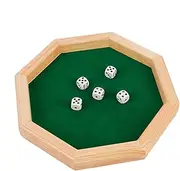 Wood Dice Tray - Wood Dice Mat Rolling Tray Dice Mat in Octagonal Design,Portable Dice Trays for Chinese New Year, Valentine's Day, Thanksgiving, Christmas