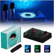 The Waves Vinyl Player Speaker, 4Mode Waves Vintage Vinyl Record Player with Microphone, 5.4 Bluetooth Speaker with Adjustable Ambient Lights, 360° Surround Sound