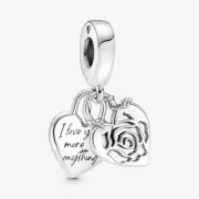 New 100% Genuine Pandora Silver Rose Heart Padlock Dangle Charm 790086C00