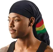 Titan Skull Cap Wave Cap Dreadlock Cap - Tea Tree & Coconut Infused Spandex for Men & Women, Breathable Hair Care, Comfortable Fit for Long Hair, Locks, and Protective Styling Black