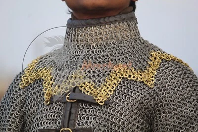 Chainmail collar Bishop's Mantle for neck 8mm flat ring - Zig Zag Edge Bass Row