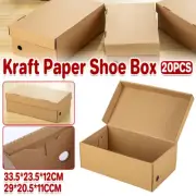20pcs Kraft Paper Shoe Boxes Clamshell Storage Box for Men Women Shoes Organizer