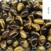 100pcs Natural Tiger Eye Stone Egg Crystal Carved Healing Gem Reiki No Hole