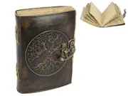 Journal Antique Paper Leather Spell/Writing Book Tree of Life Cover 7x5"