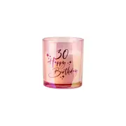 30th Pink Chrome Candle Vanilla Fragrance 45hr Burntime Keepsake Gift Set