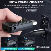 2in1 3.5mm Bluetooth 5.3 Transmitter Receiver Car Wireless Audio Adapter USB Aux
