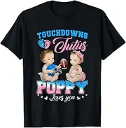 [X.Style] Touchdowns or Tutus Poppy Loves You Gender Reveal ds1972 T-Shirt (S) Black