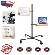 Portable Bamboo Book Stand with 4 Wheels - Ideal for Reading, Music, and Cooking