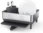 Simplehuman Compact Kitchen Dish Drying Rack with Swivel Spout, Fingerprint-P...