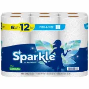 Sparkle 22238 Pick-A-Size Paper Towels, 110 2-Ply Sheets, White, 6 Rolls -