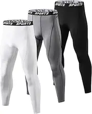 [Generic] 3 Pack Compression Pants for Men, Quick Dry Running Basketball Football Athletic Leggings, Gym Tights Base Layer Workout Pants