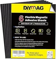 DIYMAG Magnetic Adhesive Sheets, |8" x 10"|, 6 Pack Flexible Magnetic Sheets with Adhesive Backing for Crafts, Photos and Pattern Storage, Easy Peel and Stick, Easy to Cut into Any Size
