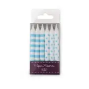 Paper Eskimo Blue Sherbert Spots & Stripes Birthday Cake Candles Pack of 12