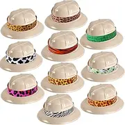 Haysandy Safari Hat, 30 Sets Jungle Explorer Hats with Stickers for Kids Boys Girls, Jungle Explorer Adventure Birthday Halloween Party Helmet Costume Supplies, Beige
